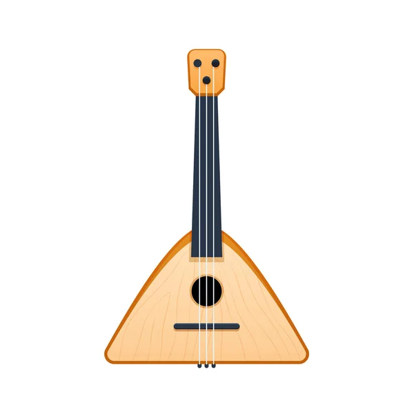 Russian national traditional stringed musical instrument, carved balalaika with patterns. — Stock Vector