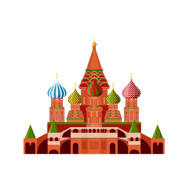 Denkmal russischer Architektur, berühmte orthodoxe Kirche des hl. Basilius gesegnet. — Stockvektor