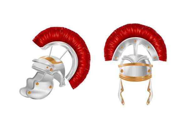 Реалистичный спартанский древнегреческий, римский шлем. Серебряная защитная головка . — стоковый вектор