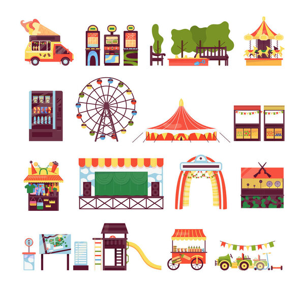 Amusement park on summer fair festival vector