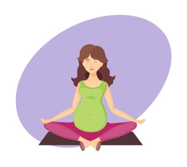 Nilüfer meditasyonunda oturan güzel hamile kadın..