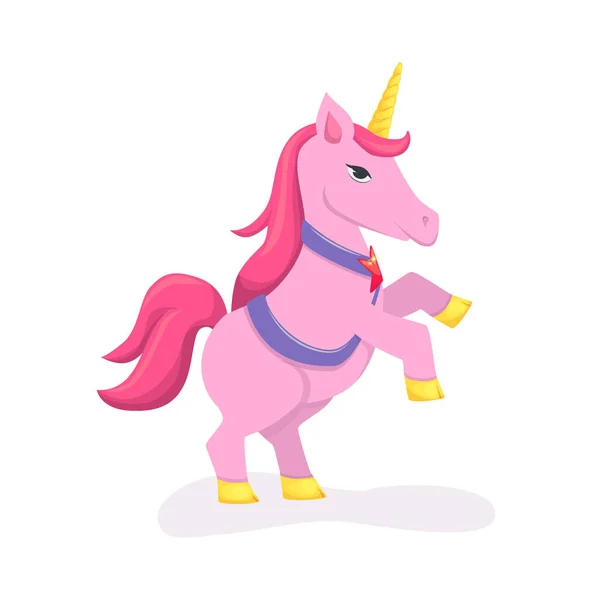 Cute unicorn pada kaki belakang karakter karakter vektor ilustrasi terisolasi . - Stok Vektor