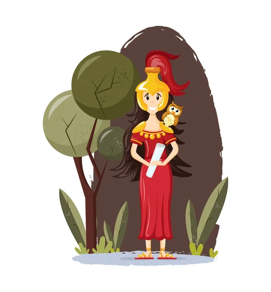 Antike griechische mythologische Göttin Athena Vektor Cartoon Illustration — Stockvektor