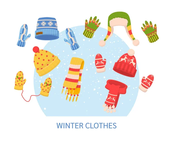 Милый зимний вектор теплой трикотажной одежды — стоковый вектор