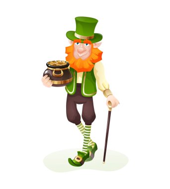Komik İrlandalı fantastik karakter, cüce cüce cüce cüce çizgi film vektörü