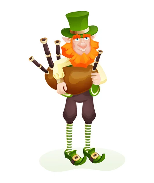 Lustige irische fantastische figur, gnome leprechaun cartoon vektor — Stockvektor