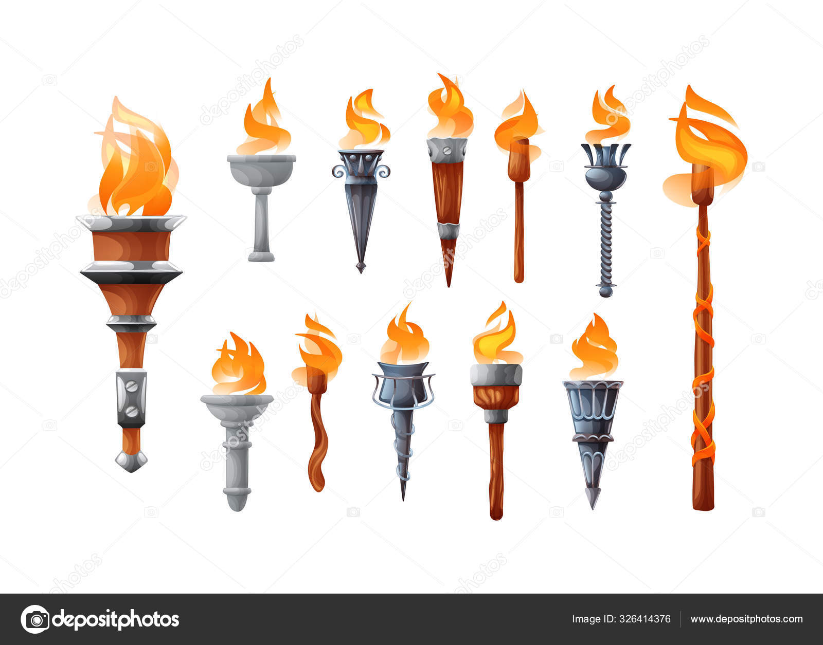 Antorcha De Fuego Realista. Ilustración Vectorial Ilustraciones svg,  vectoriales, clip art vectorizado libre de derechos. Image 42812526