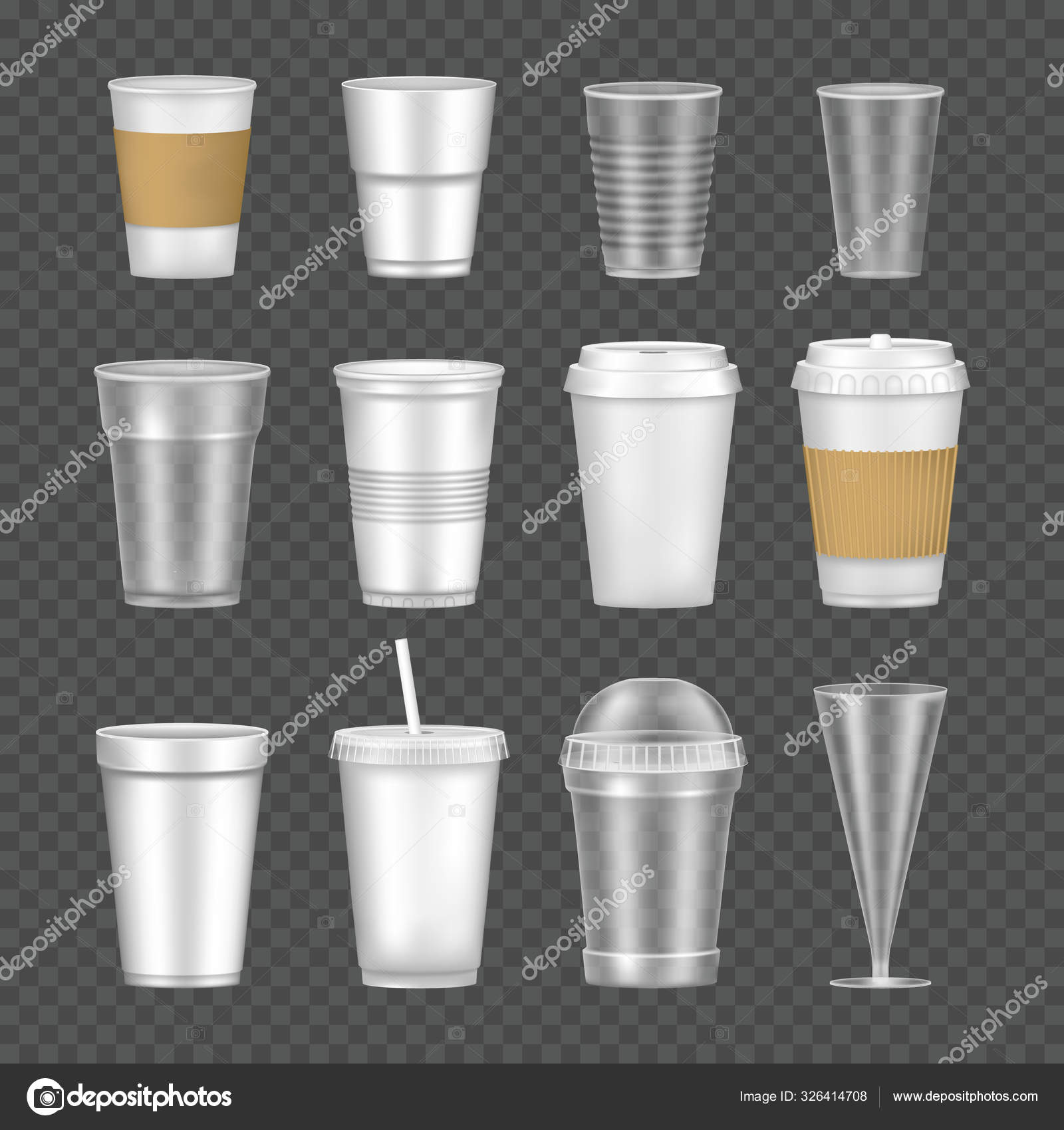 Download Set Of Empty Transparent Realistic Mockup Glasses For Drinks Vector Image By C Ideyweb Vector Stock 326414708