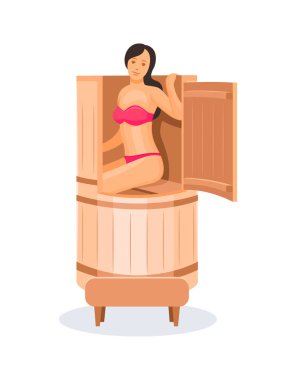 Tahta su varili vektöründeki spa prosedürleri