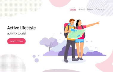Turistler, erkek ve kadın yürüyüşleri grubu..