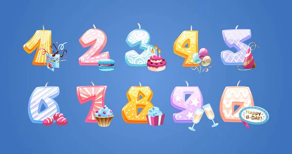Födelsedag tårta med antal ljus vektor illustration — Stock vektor