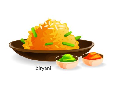 Geleneksel Hint yemeği biryani ikinci tabak pirinç ve baharat.