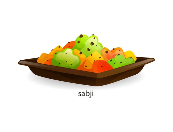 Traditional indian dish sabji vegetable stew vector — 스톡 벡터