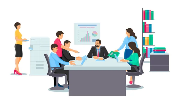 Grupo pessoas colegas funcionários-los reunião de negócios no escritório — Vetor de Stock