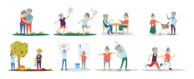 Yaşlılar aktif fitness sağlıklı yaşam tarzı taşıyıcısı