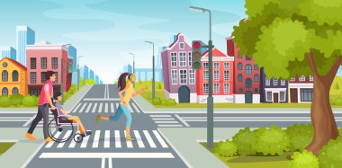 Tekerlekli sandalyedeki kızla yürüyen adam, koşan kız sporcu.