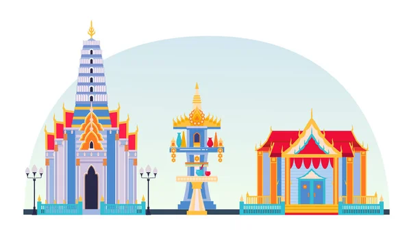 Tradiční rustikální thajský chrám, Thajsko dům vektor — Stockový vektor