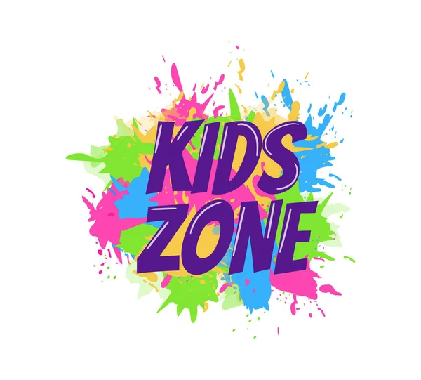 Kids Zone Unterhaltung kindische Banner Aufkleber Abzeichen — Stockvektor
