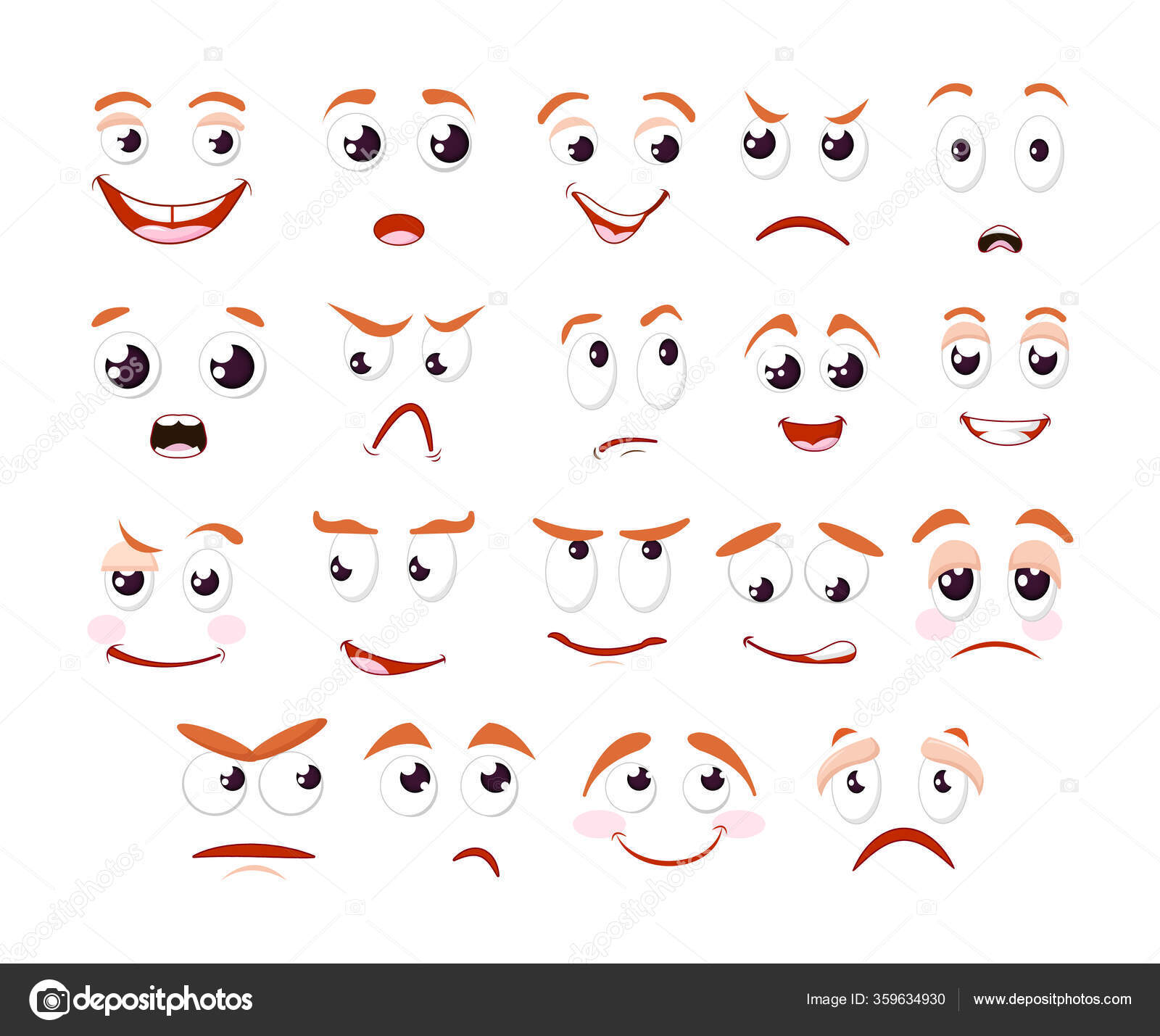 Cartoon Faces Collection Caricature Comic Character People Emotions Stock Vector Royalty Free Vector Image By C Ideyweb 359634930