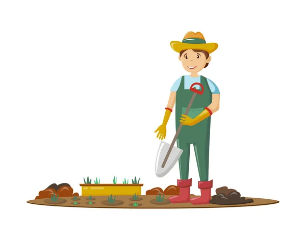 Agriculteurs et caractères du travail agricole. Jardinier agricole, agronome . — Image vectorielle