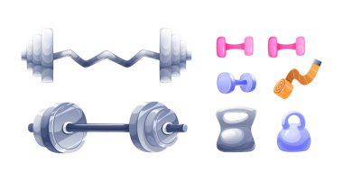 Güçlü kaslar için ekipman, ince figür, fitness egzersizi veya yoga.
