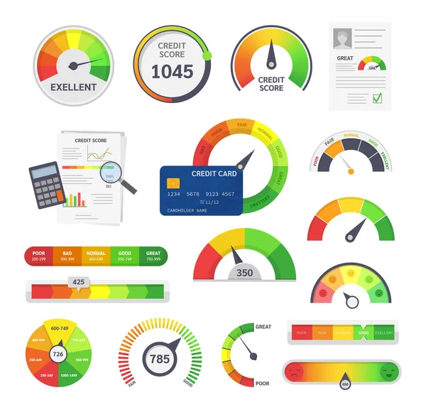 Credit limit indicators with color levels from poor to good. — Stock Vector