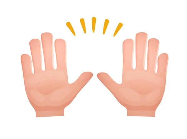 Signe souriant avec les mains. geste, stop mains signes, stop signal . — Image vectorielle