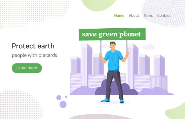 Rettet den grünen Planeten. Bereite dich auf den Tag der Erde vor, rette den Planeten. — Stockvektor