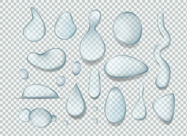 透明な水が異なる形状をドロップベクトルイラスト — ストックベクタ
