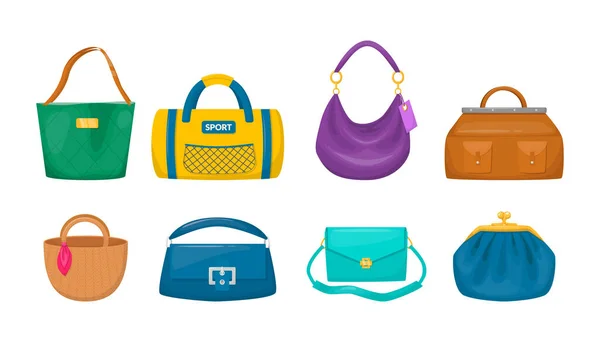 Lady accessori borsa frizione, barbone, tablet, hippie, fionda borsa, sport , — Vettoriale Stock