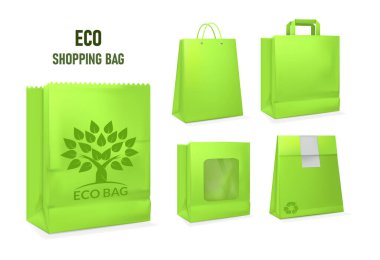 Mokup gerçekçi kağıt eko paket şablonları.