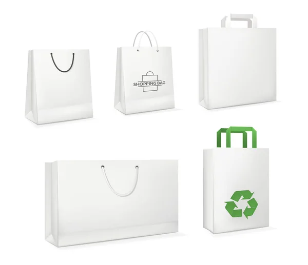 Mockup realista papel eco paquete bolsa plantillas . — Archivo Imágenes Vectoriales