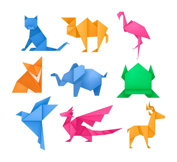 Origami animals different paper toys set vector Stock Image Everypixel