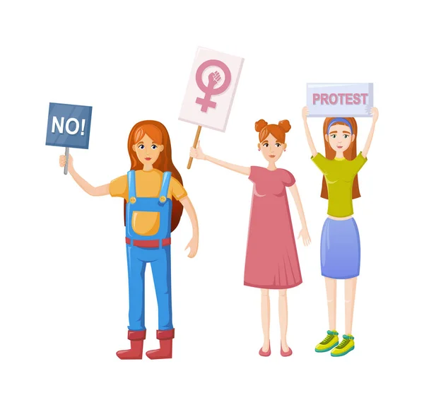 Movimentos femininos. Empoderamento das mulheres, manifestação feminista, pelos direitos políticos das mulheres . — Vetor de Stock