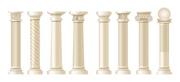 Реалистичные антикварные колонны. Античная колонна, классический столб . — стоковый вектор