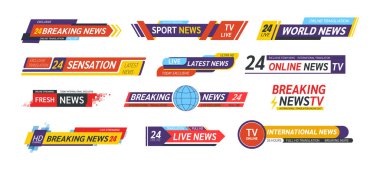 TV başlığı haber bar logoları, haber kaynakları, televizyon, radyo kanalları.