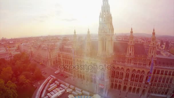 Beautiful Vienna architecture aerial view — Stock Video