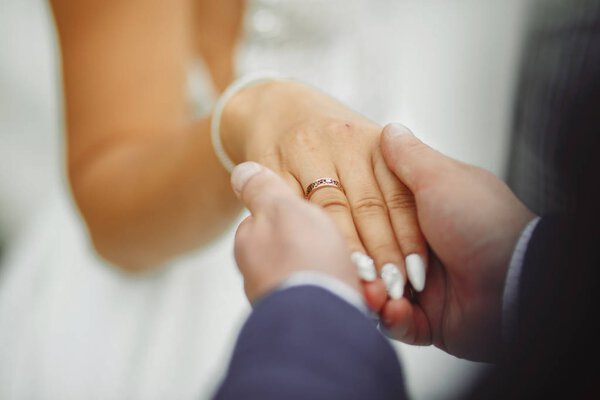 hands of the bride and groom