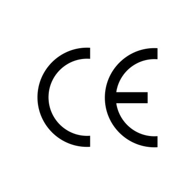 Beyaz arka plan üzerinde renkli Ce işareti simgesi siyah