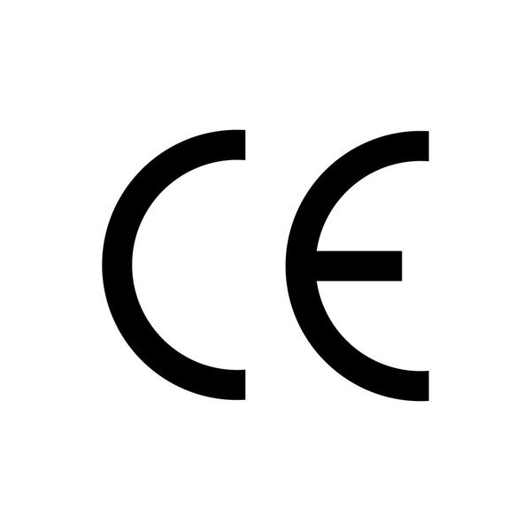 CE mark symbol black colored on white background