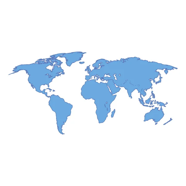 Παγκόσμιο χάρτη μπλε χρώμα σε άσπρο φόντο — Διανυσματικό Αρχείο