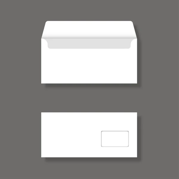 ウィンドウの前面と背面のモックアップ白紙の封筒 — ストックベクタ