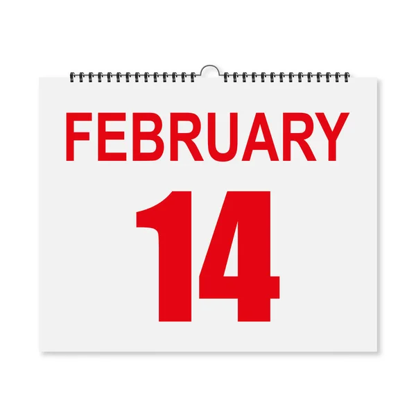 14 februari Valentijnsdag in een realistische stijl kalender — Stockvector