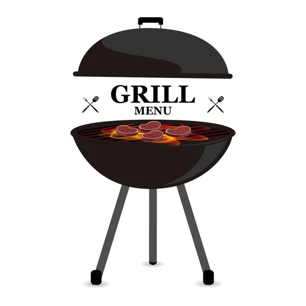 Barbecue baner su griglia menu vettoriale illustrazione — Vettoriale Stock
