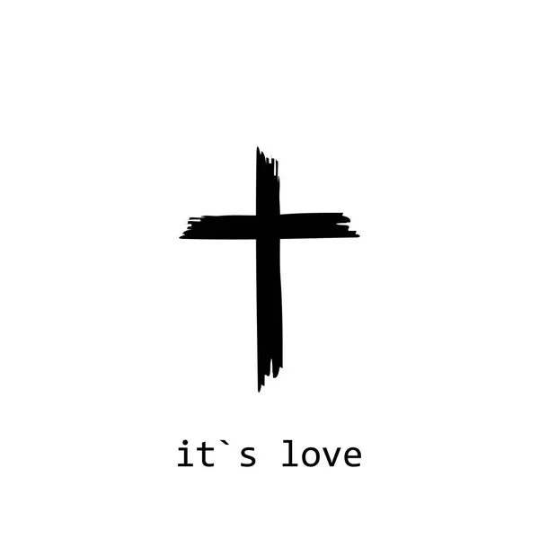 Kreuz mit Text, es ist Liebe auf weißem Hintergrund — Stockvektor