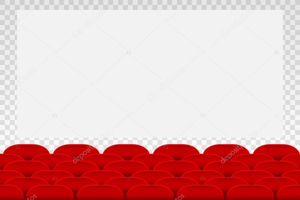 Rows of red cinema movie chair, vector illustration