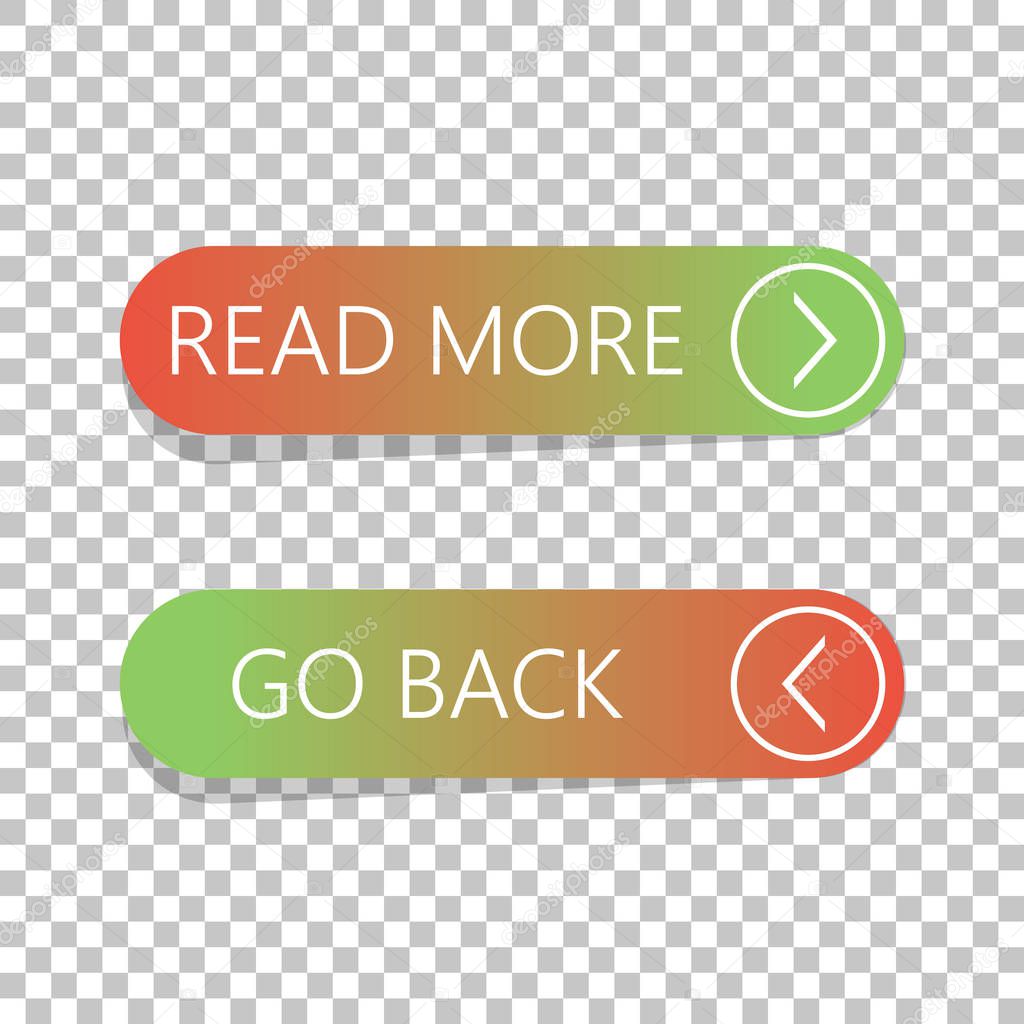 Read More and Go Back button set on isolated background