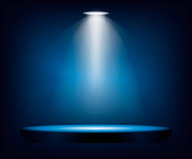 Koyu arka plan, vektör çizim ışık ile podyum