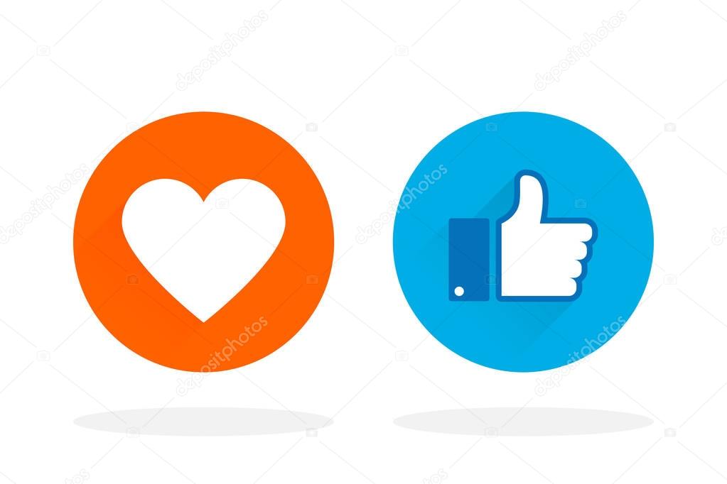 The illustration shows a heart and thumb up(like) sign or icon used in social media websites.
