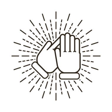 Güneş ışınları düz bir tasarım üzerinde alkış